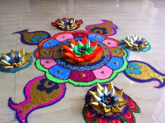 Rangoli Design for Diwali | 3D Flower
